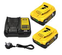 2pcs 18V 5.0Ah DCB200 Replacement for Dewalt Battery +3A Charger Compatible with Dewalt Battery DCB180 DCB181 DCB182 DCB184 DCB185 DCB201 DCB204