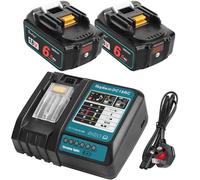 2PCS 18V 6Ah BL1860B Replacement for Makita 18V Battery + 3A DC-18RC Charger Compatible with MK Battery 14.4V-18V BL1830 BL1830B BL1840 BL1840B BL1850 BL1860 BL1845 and DC18RD DC18SF DC18RF Charger