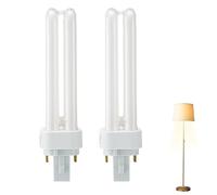 2PCS 18W Compact Fluorescent Lamp 4 Pin PLC G24q-2 220V Light Bulbs Cool White 4000K 1200LM 2U Double Turn Tube Energy Saving Lamp CFL Bathroom Light Bulbs Suitable for Corridor Bathroom Bedroom