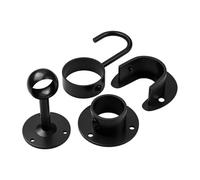 2pcs 19-32mm Black Stainless Steel Pipe Bracket Tube Support Flange Seat for Wardrobe Hanging Rail Rod Pole Socket End Holder Suitable for Homes and Hotels(Pipe Hook 16mm)