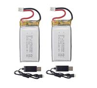 2PCS 1S 3.7V 25C 1100mah PH2.0 Plug Li-ion Battery with USB Charging Cable for RC Airplane Quadcopter RC Drone Remote Control Car Spare Battery