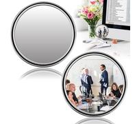 2Pcs 2.24inch Office Cubicle Mirrors, Adjustable Monitor Mirror to See Behind You for Work Accessories, Small Removable Mirror for Personal Safety (Silver)