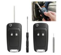 2Pcs 2 Buttons Replacement Car Key Fob Case Compatible with Vauxhall Opel Mokka Corsa Astra Insignia Karl Adam Vectra Zafira Meriva Cruze Aveo Chevrolet Matiz Trax Orlando Spark Captiva with Pin Tool