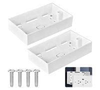 2Pcs 2 Gang Surface-Mounted Back Box 146 Type Double Gang,Double Socket Back Box,White Electrical Pattress Box for Wall-Mounted Switches and Sockets,Double Pattress Box