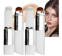 2PCS 2-in-1 Color Changing Foundation Stick with Brush,Full Coverage Foundation,Hydrating Concealer,Lightweight Liquid Cream Found/ation,Long-Lasting Makeup Stick,Suitable for All Skin Types(Natural)