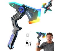2PCS 2-in-1 Deformable Mechanical Sword Axe with Colorful & Spray Mist Sound Effects Transformable Light up Axe Sword Toy Creative Cosplay Prop for (Blue)