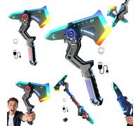 2PCS 2-in-1 Deformable Mechanical Sword Axe with Colorful & Spray Mist Sound Effects Transformable Light up Axe Sword Toy Creative Cosplay Prop for (Red(2PCS))