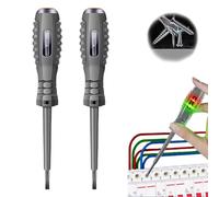 2Pcs 2-in-1 High Torque Strong Magnetic Screwdriver Electricity Detector, Alloy Dual Light Color Light Measuring Electric Tester Pen, with Display for Ac/Dc Circuit Detection (2Pcs Flat)