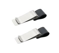 2Pcs 2-in-1 Stainless Steel Metal Money Clip with Pen Holder for Journal Notebook, Slim Cash Clip Card Holder, Multi-Function Bill Clip for Men Women, Strong Magnetic Grip Business Gift, Black Leather
