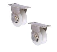 2pcs 2-inch Nylon Groove Pulley Wheels with 304 Stainless Steel Bracket, Heavy Duty Caster, Mute Double Bearings for Sliding Gates, Doors, Rail Systems