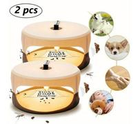 (2pcs) 2 Pack Flea Traps Non-toxic, Trap for Fleas with 4 Adhesive Disks, Flea Light Trap with Built-in Bulb