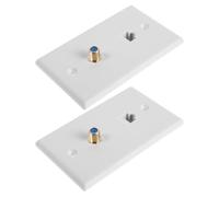 2pcs 2 Port Cat6 Coax Wall Plate with RJ45 Ethernet and F Type | White Plastic Alloy Finish, Screw-In Single Gang Mount, Gold Plated Contacts for Home Installation