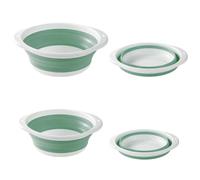 2Pcs 2 Sizes Collapsible Washing Up Bowl Folding Hand Wash Basin Retractable Portable Washbasin for Outdoor Travel Camping Home Kitchen Sink, Space Saving (Green White)