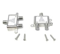 2pcs. 2 Way TV/SAT Satellite Combiner Splitter Adapter Metal Casting 1 x Female Input/Output 2 x Female Input/Output 950-2300/40-862 MHz