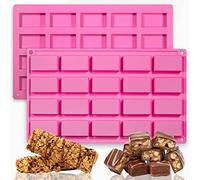 2PCS 20 Cavity Medium Rectangle Granola Bar Silicone Moulds Nutrition/Cereal Bar Moulds Energy Bar Maker for Chocolate Truffles Bread Brownie Cornbread Cheesecake Pudding Butter Molds