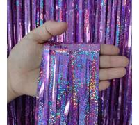 2Pcs 200 x 100cm Tinsel Foil Curtains, Metallic Foil Fringe Curtain Backdrop, Hanging Streamers Decorations for Baby Shower Birthday Wedding Party Halloween (Pink)