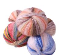 2PCS 200g Rainbow Gradient Color Segment Dyed Wool Blend Chunky Yarn Hand Knitting Material for Making Fashionable Large Coats, Soft and Warm Sweaters Crochet Kits for Beginners Adults(01)