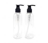 2Pcs 200ml/6.67oz Clear Plastic Lotion Pump Bottles with Black Pump Head Empty Refillable Soap Dispensers Cosmetic Jars Travel Containers for Makeup Shampoos