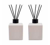 2PCS 200ml Reed Glass Diffuser Set，Essential Oil Container,6.7oz Refillable Empty Glass Bottles with Sticks,Diffuser Jars for Home Oil Fragrance Matte White (200ml Square)