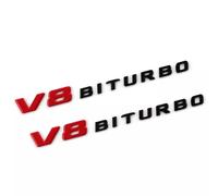 2PCS 2017+ V8 Biturbo Left & Right Side Decal Badge Sticker Emblem (Red Black)