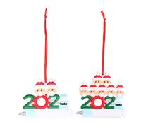 2pcs 2021 Vaccine Christmas Ornaments Hanging Personalized Christmas Tree Ornaments for Friends and Family (Family of 2+7)