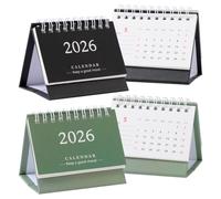 2Pcs 2025-2026 Mini Desk Calendar, 3.35x2.95 Inch Mini Standing Calendar 18 Months July 2025 to December 2026 Standing Flip Desktop Calendar Tiny Desk Calendar for Home School Office (Black+Green)