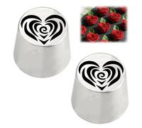 2Pcs 2025 NEW Russian Piping Tips Extra Large - Heart-shaped Rose Flower Piping Tips, Stainless Steel Nozzles Set for Cake Decorating, Cupcakes, Cookies and Desserts- Professional Baking Tools