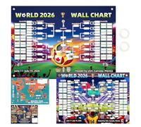 2PCS 2026 International Football Cup Schedule Poster, Double-sided 2 Size Extra Large Wall Chart, 2026 Merchandise for Fans Gift, 2-in-1 Team Match Progress Calender Posters for Party Decorations