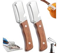 2PCS 2026 New 0 Snag Wooden Peeler, 3 in 1 Multi Functional Vegetable Peeler with Bottle Opener and Fish Scale, Zero Snag Wooden Peeler, Stainless Steel Kitchen Peeler for Potatoes, Fruit, Vegetable