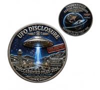 2Pcs 2026 UFO Disclosure Commemorative Coin, Double-Sided UAP Disclosure Challenge Coin, Souvenir Token Gifts for Collector, Alien Enthusiast, Sci-Fi Lovers