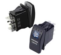 2Pcs 20A 12V Blue LED Lighted Waterproof Rockers Switches Marine Boats Rockers 5 Pin Toggle Enduring LED Light Rocker Switches For Car Boats