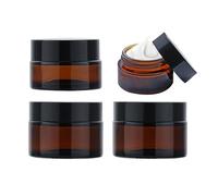 2Pcs 20ml + 2Pcs 30ml Amber Glass Jars, Empty Cosmetic Jars with Lids, Empty Glass Pots Face Cream Lotion Storage Jar for Make Up, Sample, Travel Use