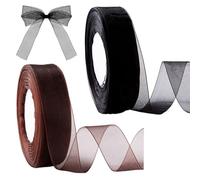 2PCS 20mm Wine Red and Grayish Green Organza Ribbon for Gift Wrapping - 45M, Thick Ribbon for Gift Wrap, Hair Bow, Christmas, Cake, Wedding, DIY Crafts, Car (Burgundy)