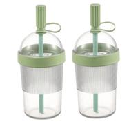 2pcs 20oz Clear Leak-Resistant Iced Tumblers, Travel Cups with Lids Straws | 360° Clear Ribbed Design, Double Seal Lid, Wide Straw Iced Coffee & Milk Tea, Portable Reusable