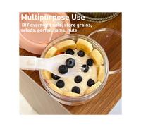 2PCS 20Oz Overnight Oats Container with Lid and Spoon - Portable Oatmeal Breakfast Cup for -The-Go