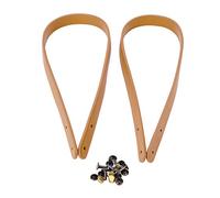 2Pcs 21.7 Inch Handmade Leather Bag Handles with Bronze Rivets, Replacement Straps for Shoulder Purse DIY Crafting, Beige Soft Leather