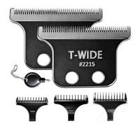 2PCS 2215 Replacement T Wide Blades Compatible with Wahl 5 Star Detailer Li Trimmer(8081) and (8171) - Adjustable Stainless-steel Zero-Gap Trimmer Blade ((2PCS-Black)