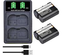 2Pcs 2250mAh EN-EL15C EN-EL15B EN-EL15 Battery and Charger for Nikon Z5, Z6, Z7, Z6II, Z7II, Z8, D780, D500, D600, D610, D750, D850, D7000, D7100, D7200, D7500, D800, D810, D810A