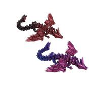 2PCS 22cm / 8.7inch Articulated Dragons with Bendable Wings for Kids & Adults Flexible 3D Printed Model Dragon Fidget Toy Fully Articulated Crystal Figurine for Easter Birthdays Collectible