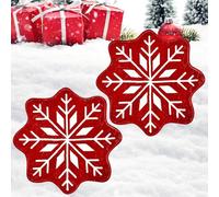2Pcs 23.4inch Christmas Snowflake Rugs, Non Slip Blue Snowflake Bathroom Rugs Christmas Snowflake Doormat, Winter Decorative Washable Welcome Floor Mat for Xmas Home Bathroom Carpet Decorations