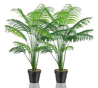 2Pcs 23.6in/60cm Artificial Fake Plants Indoor Decorative Large Artificial Plants Artificial Palm Tree Tall Plastic Plants for Office Home Indoor Outdoor Decor