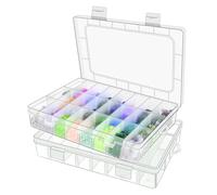 2PCS 24 Grids Extra Large Plastic Craft Storage Box, Plastic Organizer Container Bead Storage Box with Removable Grids Compartments for Beads DIY Earring Art Crafts Jewelry&Small Parts 33.6x22.4x5.7CM