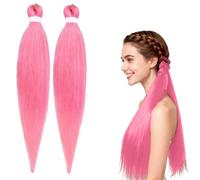 2pcs 24 Inch Long Purple Hair Extensions Braiding Hair Coloured Pre Stretched Braiding Hair Extensions for Braids Synthetic Braiding Hairs (C)