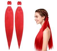 2pcs 24 Inch Long Purple Hair Extensions Braiding Hair Coloured Pre Stretched Braiding Hair Extensions for Braids Synthetic Braiding Hairs (D)