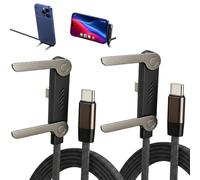 2PCS 240W Flat USB C Charger Cable with 360 Rotating Stand, Invisible Foldable Phone Charger Stand Fast Charging Sideways Data Cable for iPhone 17 16 15 Pro Max Samsung S25 S24 Ultra Tablets Laptops