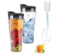 2PCS 24oz Replacement Blender Cups for Ninja,Blender Replacement Parts with Lids Cleaning Brush Sealing Ring for BN750UK BN800UK BN495UK CB350UK,Easy to Make Juice and Portable Drinking Outside