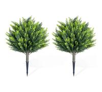 2Pcs 25.5In Artificial Topiary Tree Ground Spike Cypress Plant