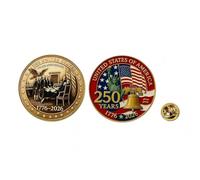 2Pcs 250th Anniversary Enamel Pin, 250th Anniversary Gold Plated Hat Pin, USA Patriot Independence Day Collection Accessories (2pcs-B)