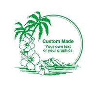 2pcs 25cm Decal Custom Made Your Own Text or Graphics for Island Sunset Hibiscus Palm Trees DecalsChoose Size Car Stickers Vinyl(11,25 cm)