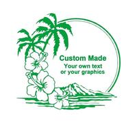 2pcs 25cm Decal Custom Made Your Own Text or Graphics for Island Sunset Hibiscus Palm Trees DecalsChoose Size Car Stickers Vinyl(Nero,40 CM)